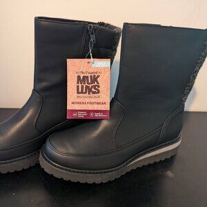 MUK LUKS Slope Natalie Wedge Winter Boots Black Size 6